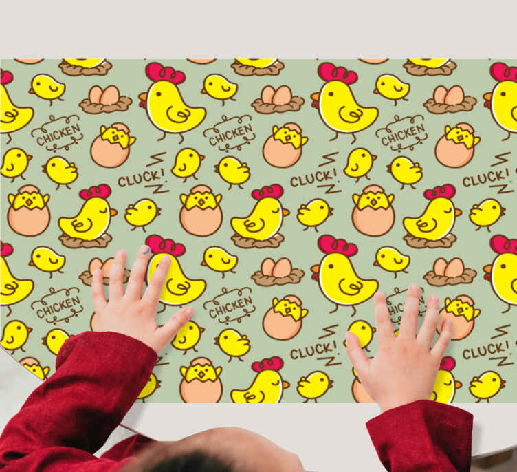 Aranyos csirke családi mintás vinil alátétek - TenStickers