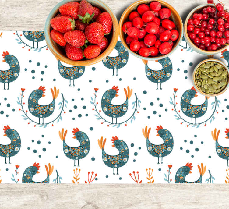 Individuais de mesa originais com estampa de galo colorido - TenStickers