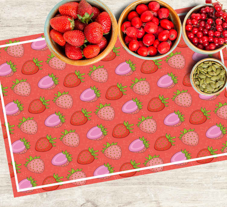 Söta rosa jordgubbar moderna bordstabletter - Tenstickers