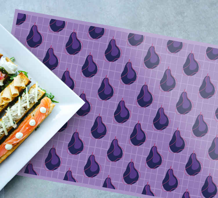 Mor armut meyveleri doodle orijinal placemats - TenStickers
