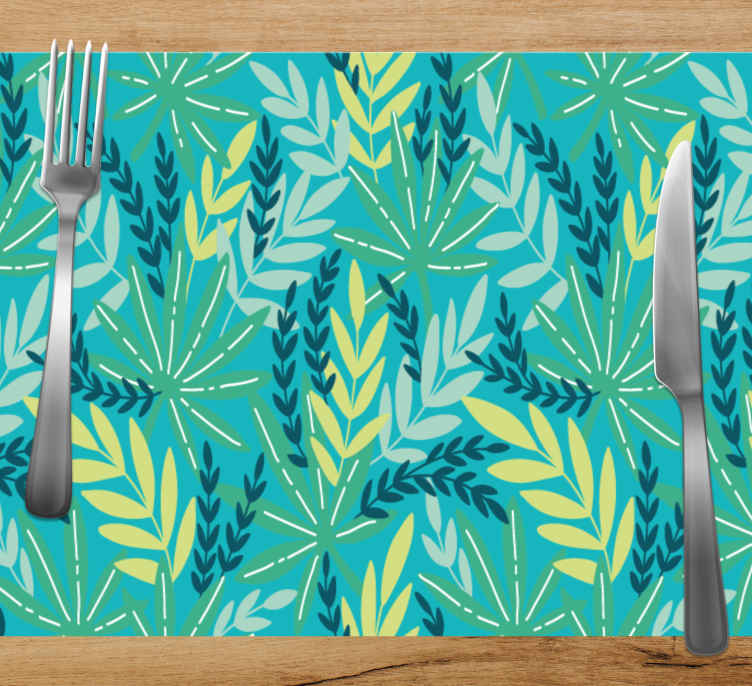 Individuais de mesa originais com padrão botânico folhoso - TenStickers