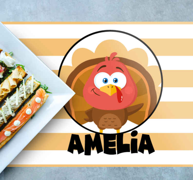 Thanksgiving orange name Personalised placemats - TenStickers