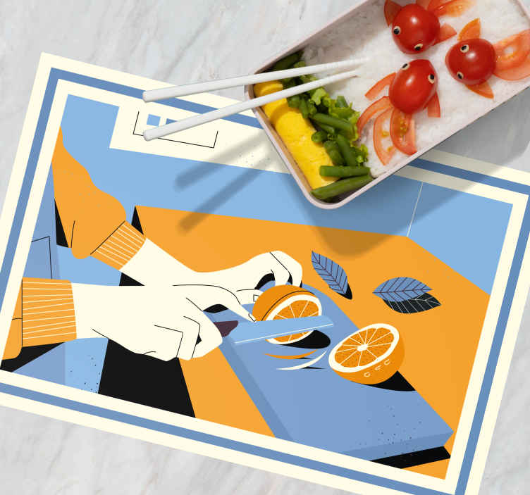 Modern placemat slicing fresh oranges - TenStickers