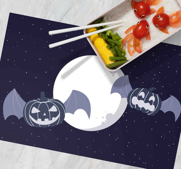 Musta kurpitsa kasvot yöllä halloween alusta - Tenstickers