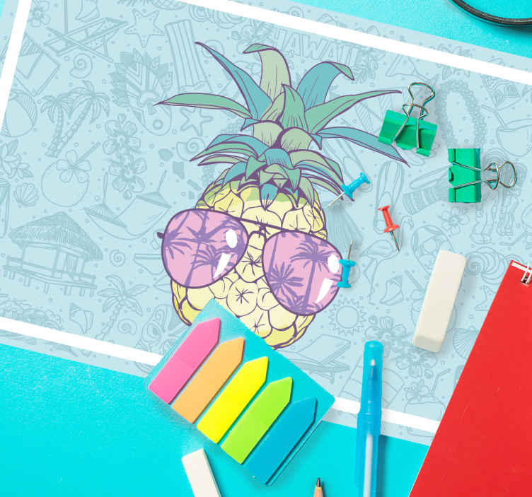 Individuais de mesa originais Desenho animado de abacaxi havaiano - TenStickers