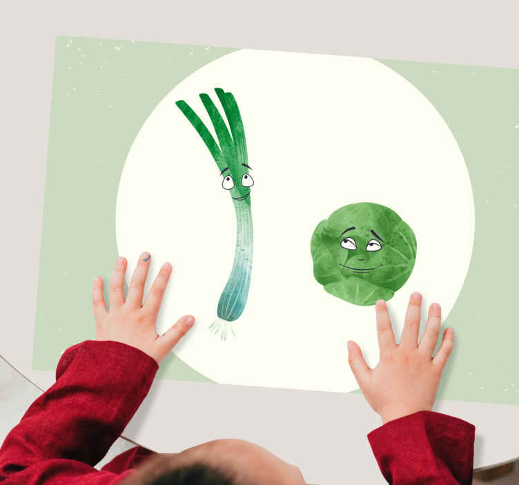 Pırasa ve brüksel lahanası illüstrasyon placemats - TenStickers