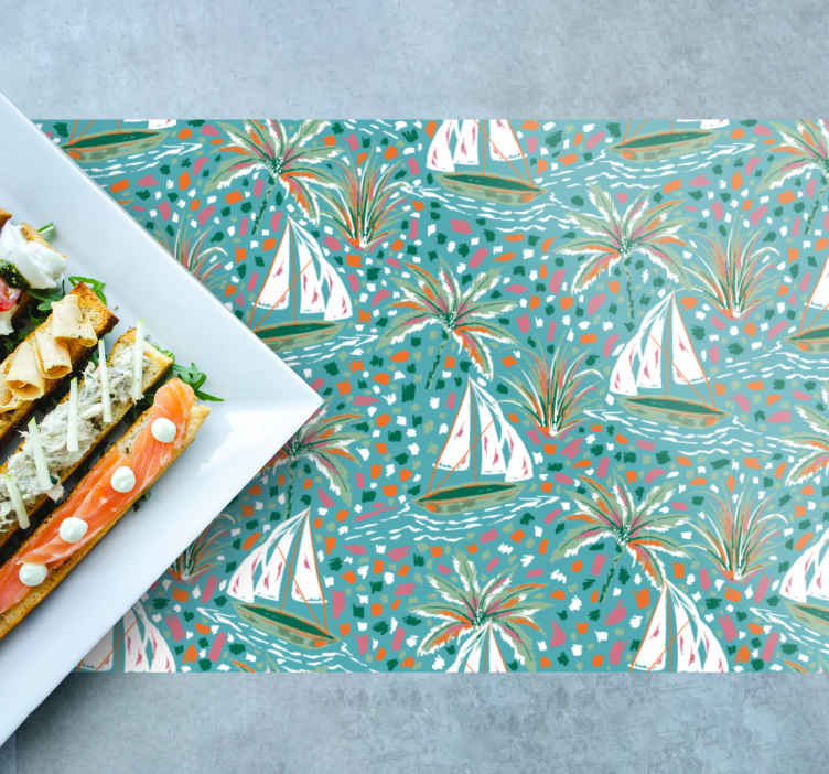 Tovaglietta americana rettangolare Modello di navi ad acquerello