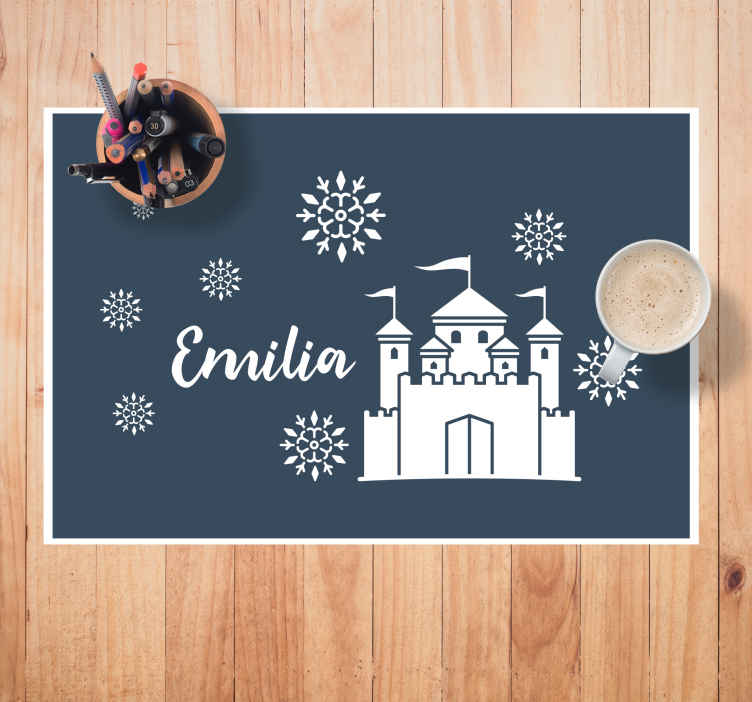 Tischset mit Namen Einfarbiges schloss mit schneeflocken - TenStickers