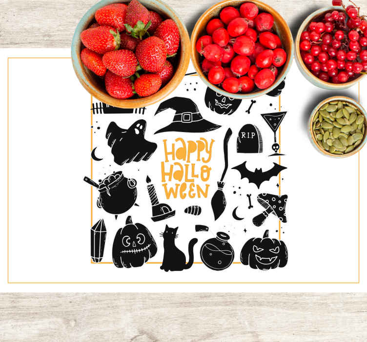 Siyah korkunç şekiller cadılar bayramı placemats - TenStickers
