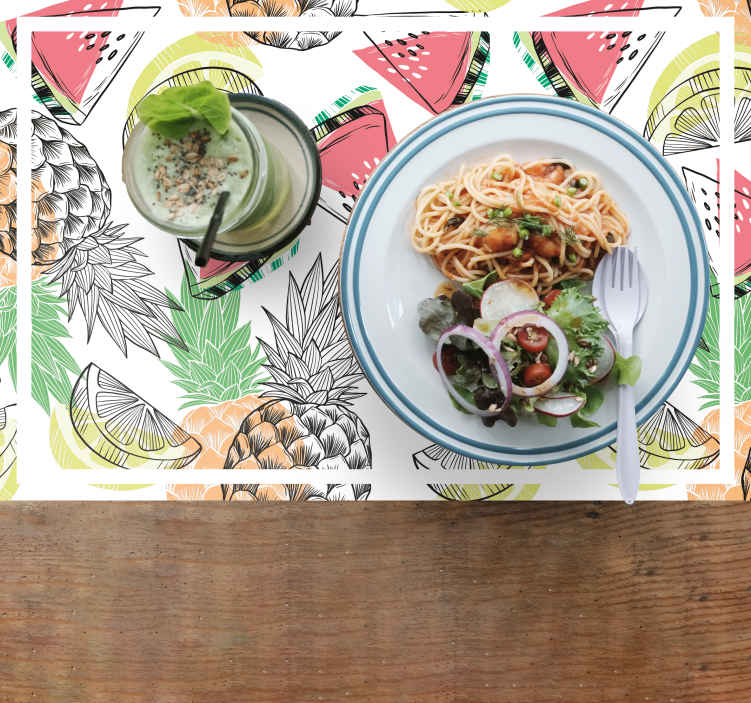Individuais de mesa originais com padrão de frutas tropicais - TenStickers