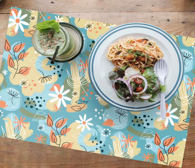Modern placemats floral inspired tabletop - TenStickers