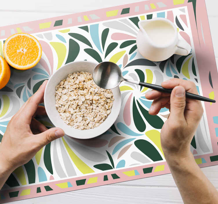 Chained colored feathers modern placemats - TenStickers
