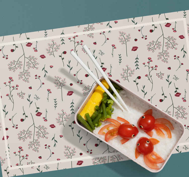 Minimalistické červené květinové elegantní prostírání - TenStickers