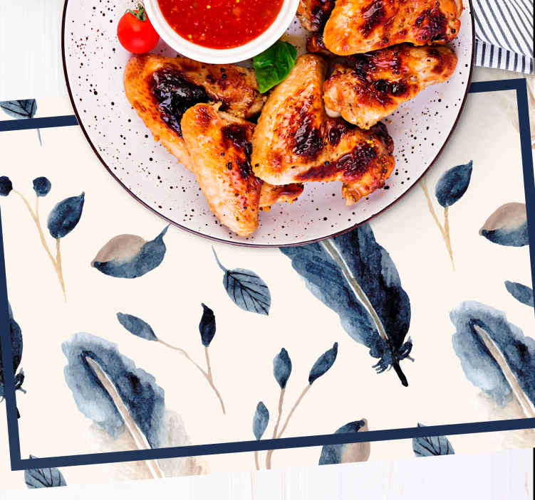 Tovaglietta colazione elegante Foglie e piume volanti