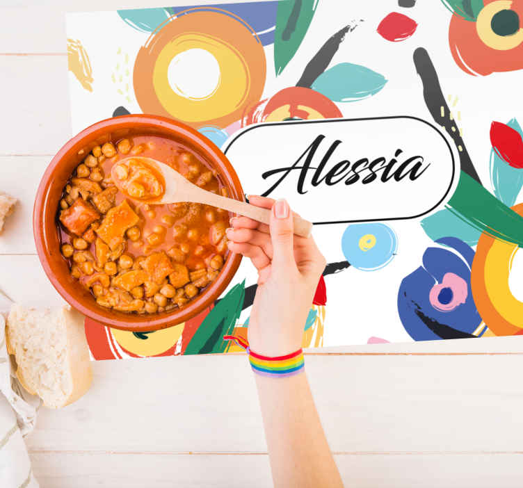Colorful abstract flowers Personalised placemat TenStickers
