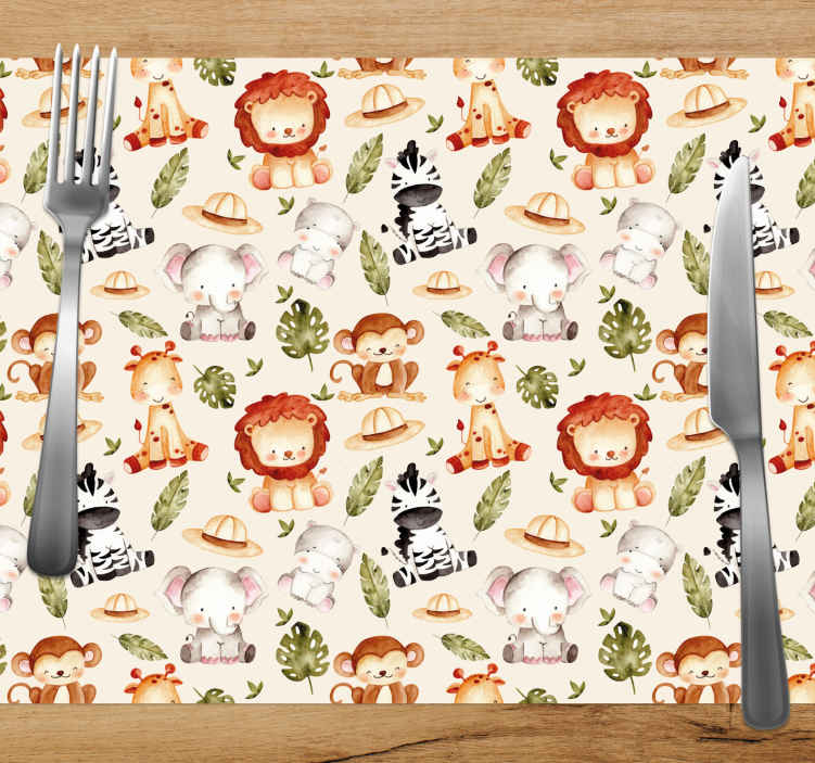 Beige safari children placemats - TenStickers