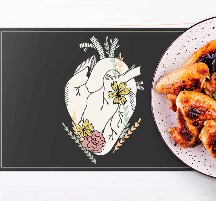 Tovaglietta americana originale Cuore con fiori colorati