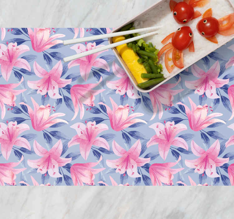 Individuais de mesa originais estampa lírio rosa floral - TenStickers