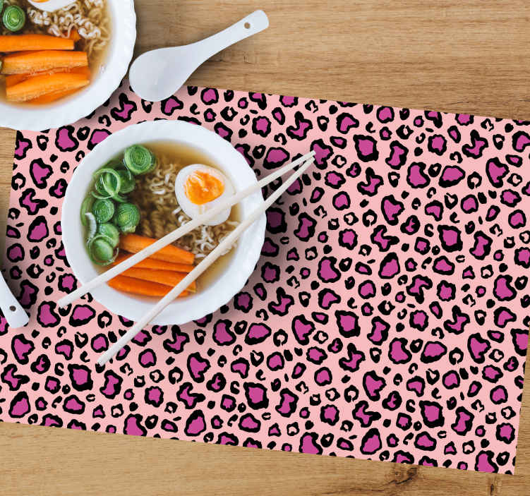 Individuais de mesa originais padrão leopardo rosa - TenStickers