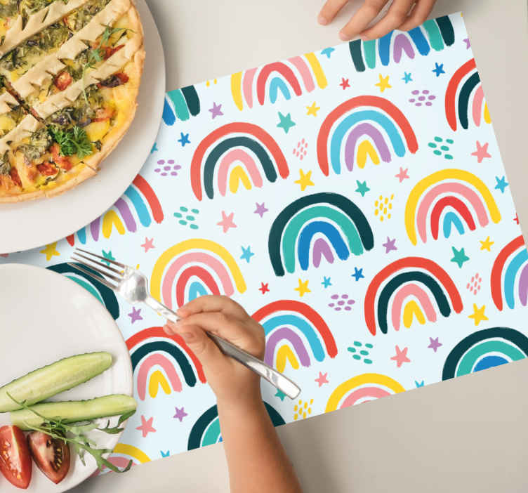 Tischset kinder mit lebhaften regenbogenmotiven - TenStickers