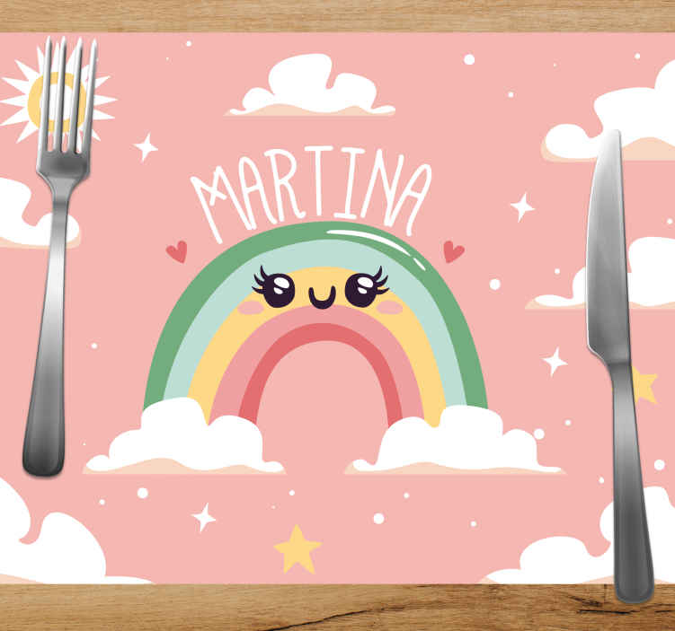 Personalised Unicorn Placemat Pretty Rainbow Add Any Name Free 