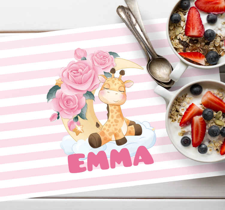 Set de table enfant girafe avec roses - TenStickers