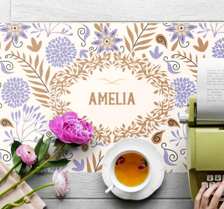 Hand painted vintage flowers Personalised table mats TenStickers