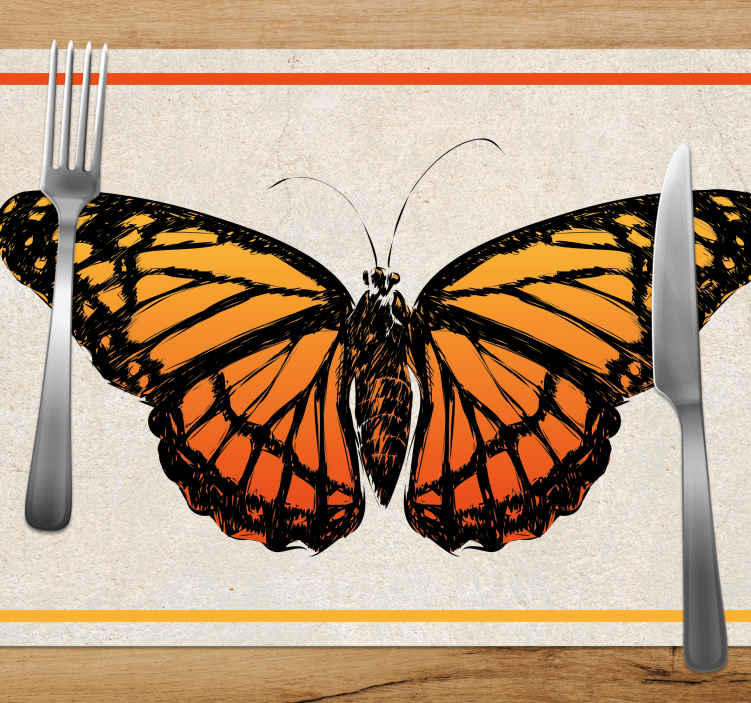 Individuais de mesa originais borboleta monarca laranja - TenStickers