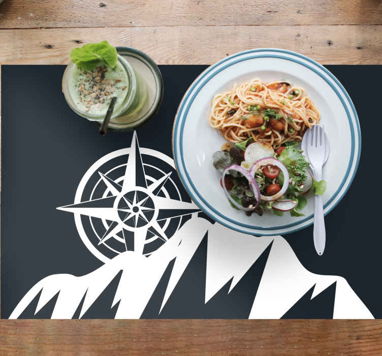 Individuais de mesa com texto design de bússola da montanha - TenStickers