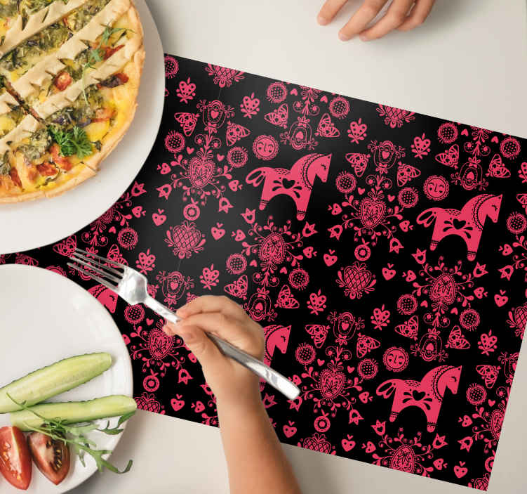 Individuais de mesa originais padrão de cavalo brincalhão - TenStickers