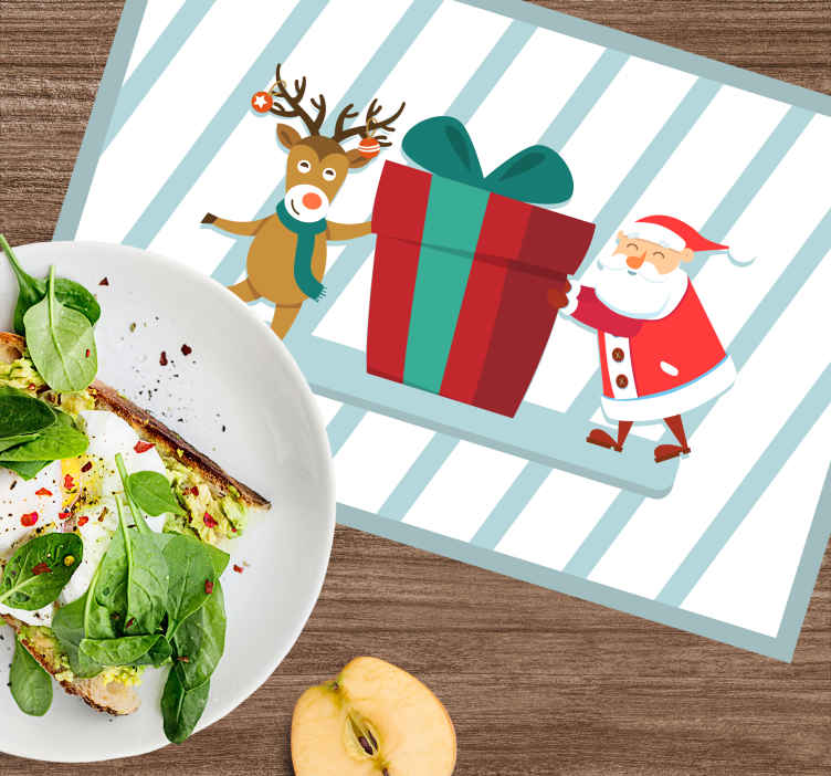 Christmas placemats santa and reindeer gift set - TenStickers