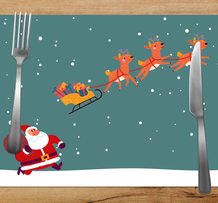 Christmas placemats santa claus sleigh ride - TenStickers