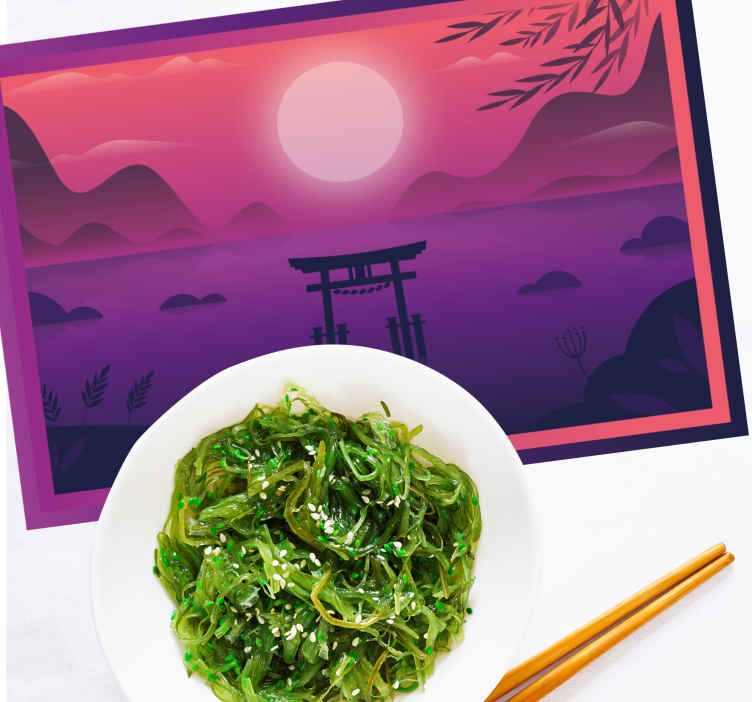 Modern placemats serene sunset landscape - TenStickers