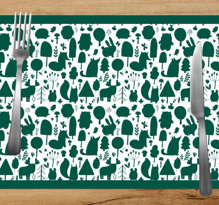 Forest wild animal silhouette kids table mat TenStickers