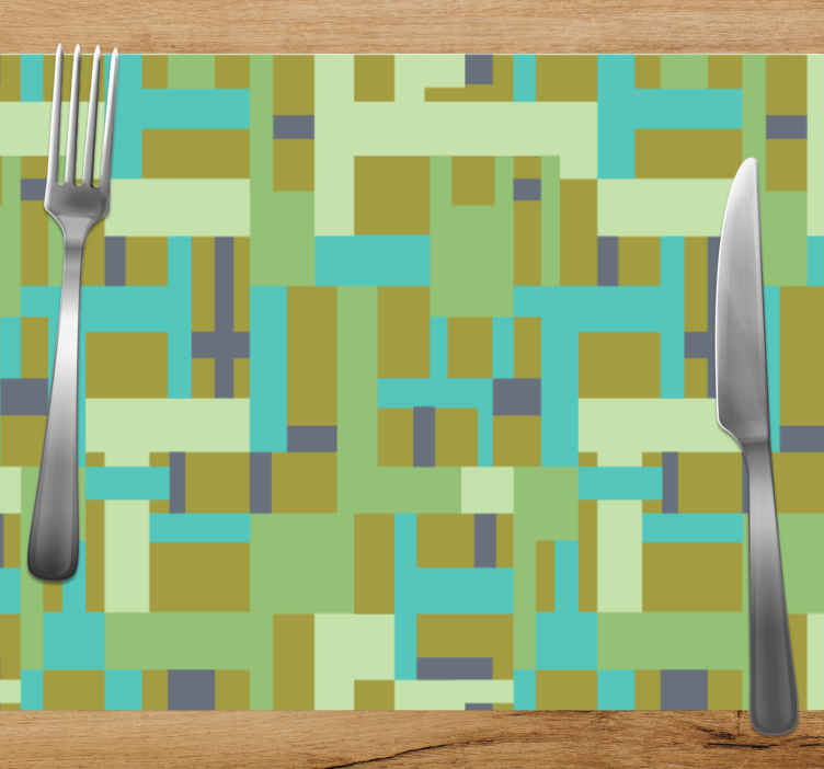 Retro rectangle pattern green shade original vinyl placemats TenStickers
