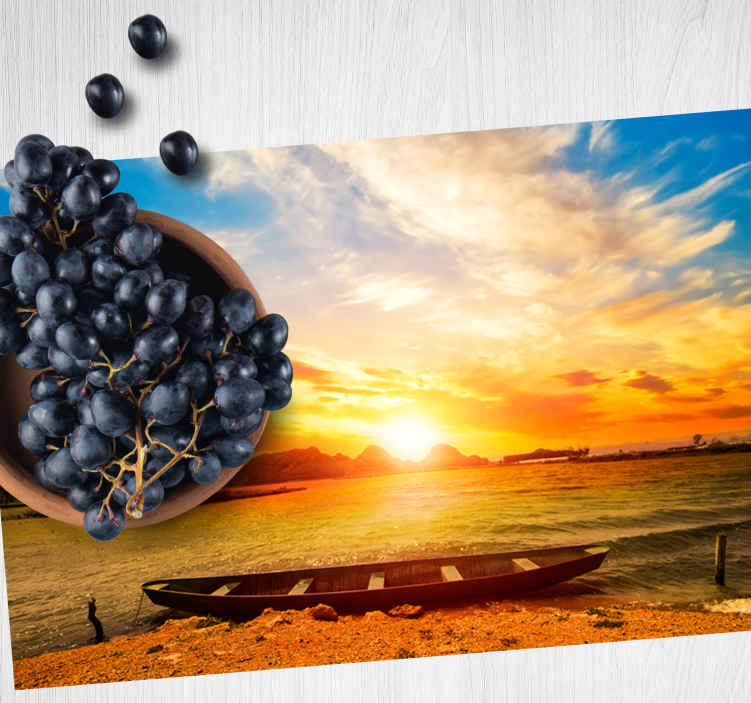 Modern placemats sunset over river - TenStickers
