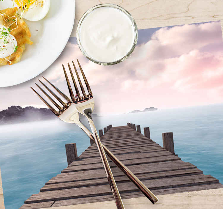 Modern placemats serene dock pathway design - TenStickers