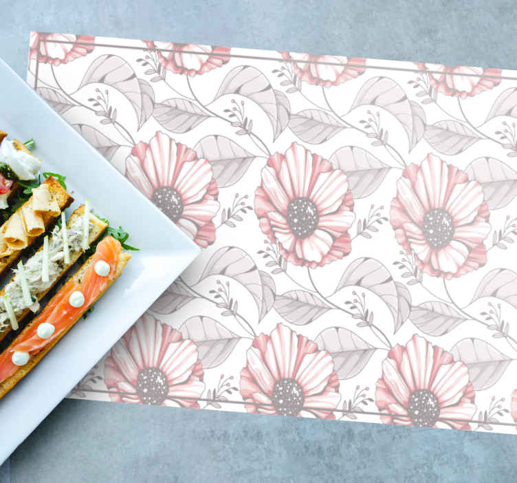 Elegantit pinkki magnolia design vinyylipöytämatot - Tenstickers