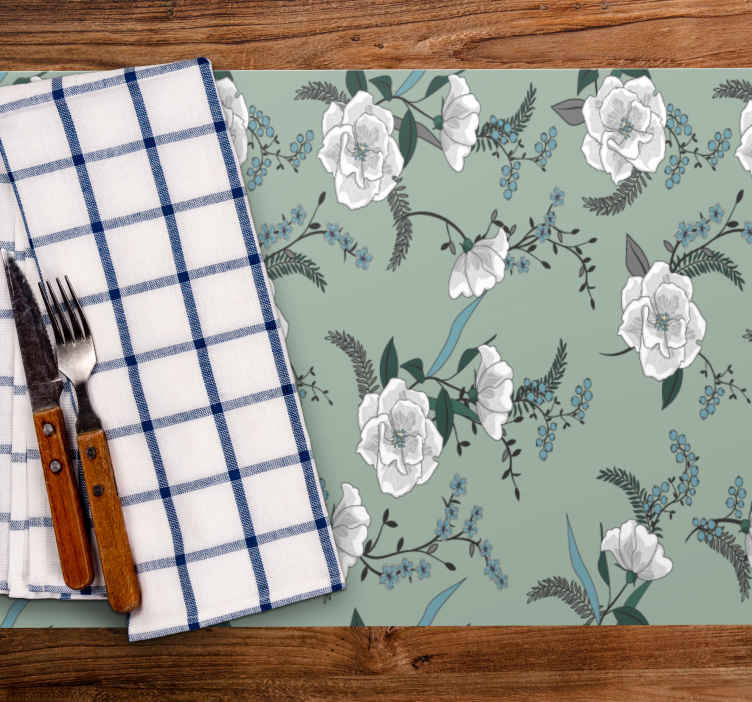 Beautiful white magnolia tree placemats TenStickers