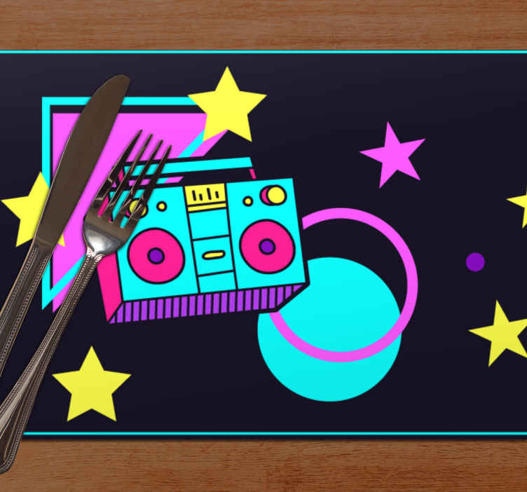 Tovaglietta americana originale Boombox colorato in stile anni '8