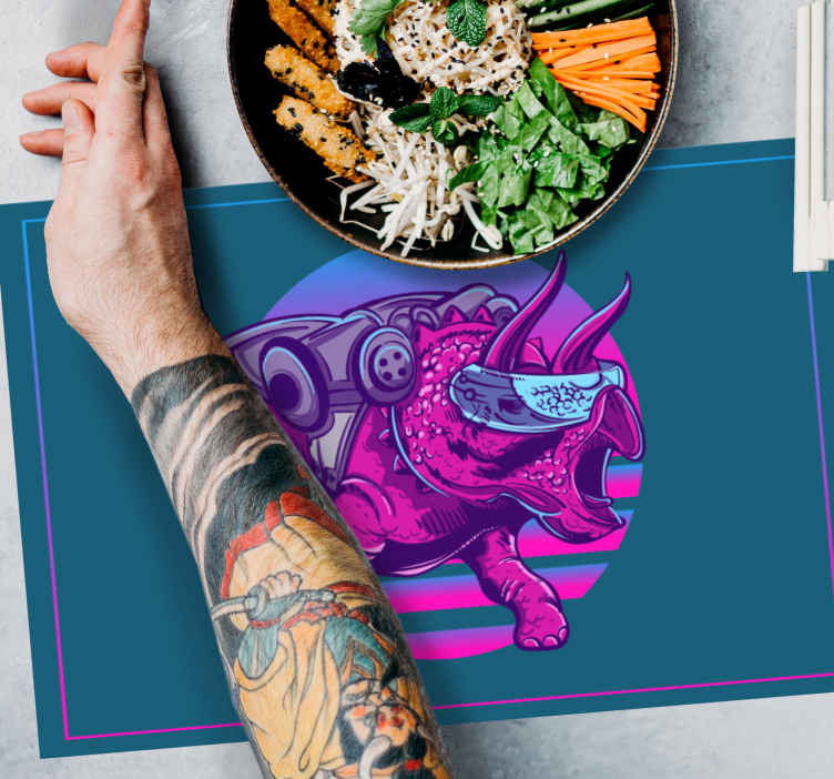 Originele placemat met gestileerd rhinosaur karakter - TenStickers