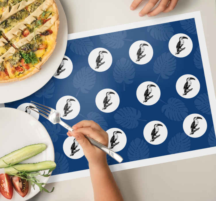 Individuais de mesa originais padrão de pássaros tropicais - TenStickers