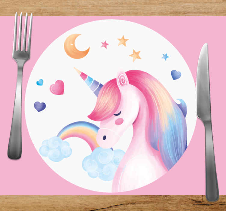 Melodramatisch Uitputting afbreken Rainbow unicorn kids table mat - TenStickers