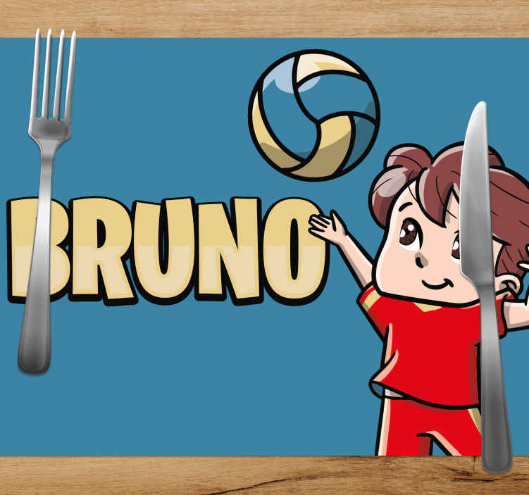 Kid volleyball player with name placemats - TenStickers