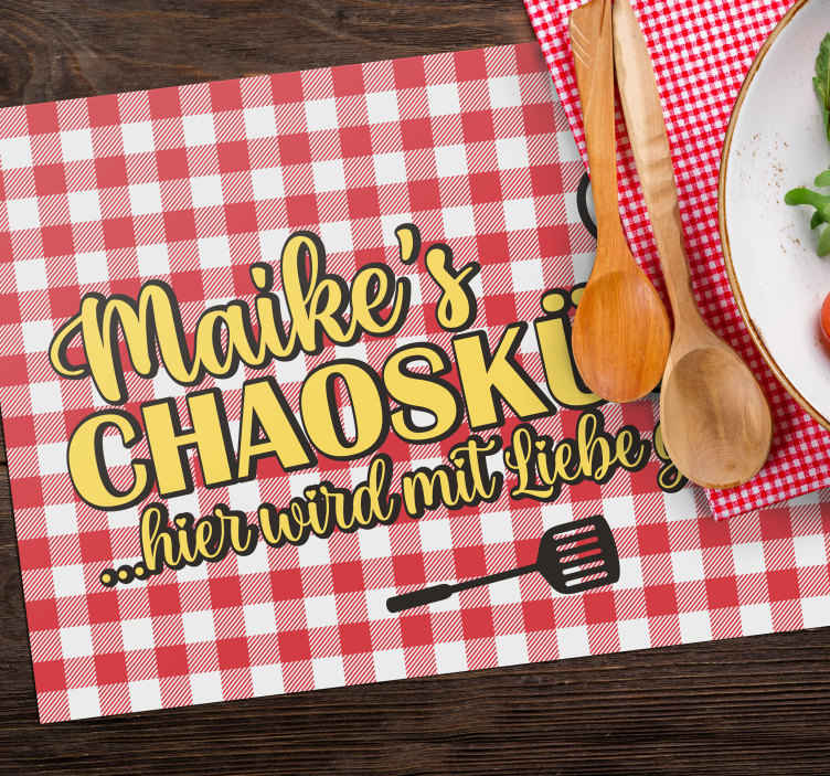 Tischset mit Namen Chaos Küche mit Name - TenStickers