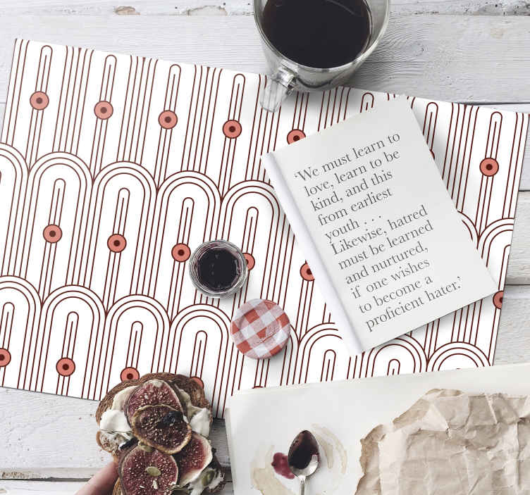 Set de table Art Déco motif rouge et blanc - TenStickers