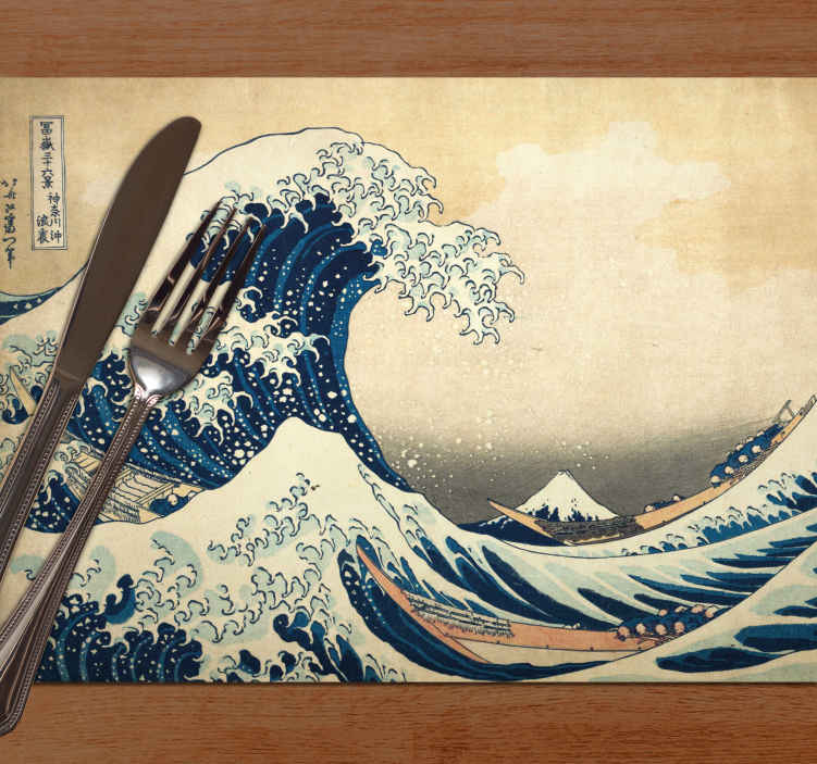 Mantel individual rectangular Ola Hokusai Kanagawa - stickers