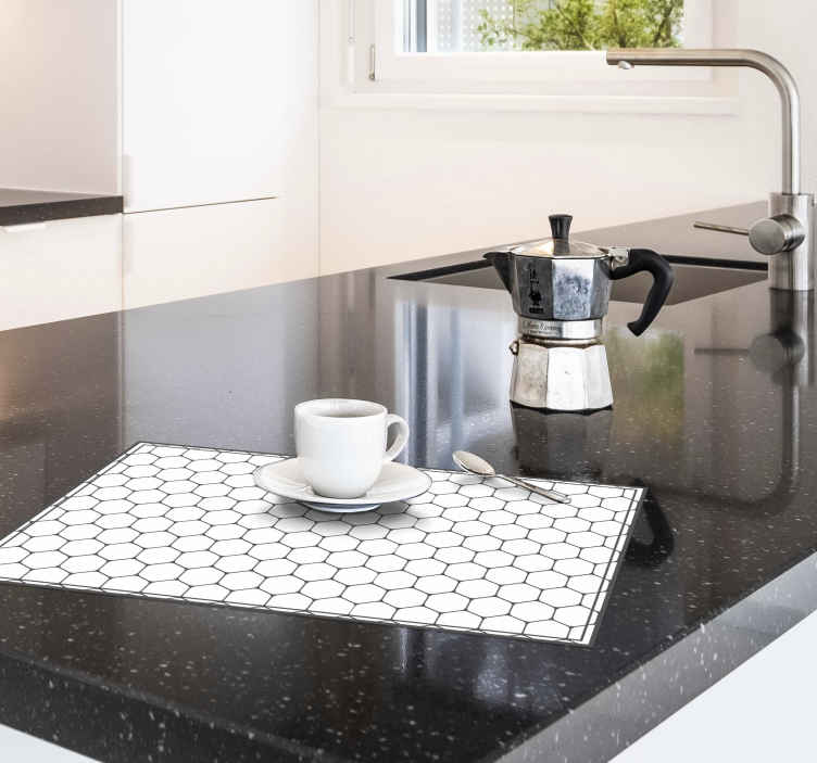 Tegel placemat zeshoekig in wit - TenStickers