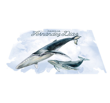 Mantel individual con nombre familia ballenas - TenVinilo