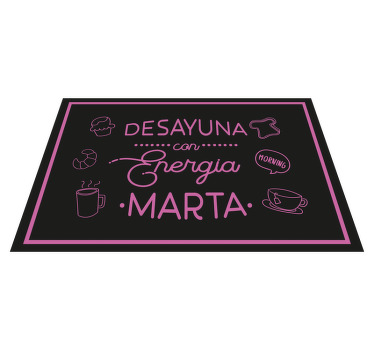 Mantel individual con nombre desayuno enérgico - TenVinilo